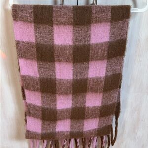 Pink and Brown Checkered Scarf